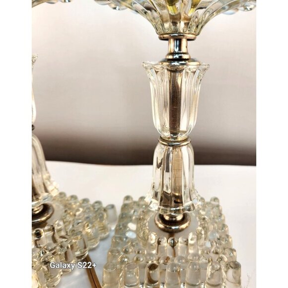 Two Glass Table Lamps with Brass Fixtures Decorative Lighting for Bedside or Liv - Picture 5 of 14